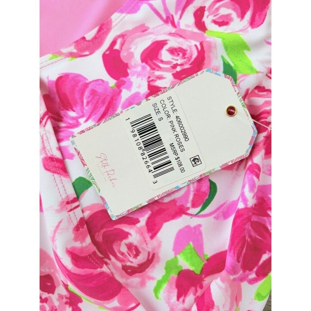 Stella Parker Pink Roses Women's Swim Romper Dress Size S NWT Southern Pockets - Picture 6 of 8